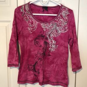 Pink tie-dyed embellished shirt